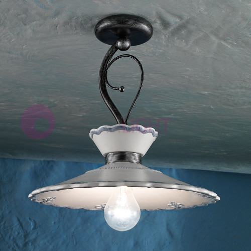 RAVENNA FERROLUCE C929PL Rustic ceramic ceiling lamp decorated d31 or d44