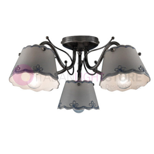 RAVENNA FERROLUCE C923PL Ceiling lamp with 3 lights in Hand-decorated Ceramic