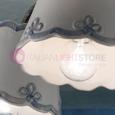 RAVENNA FERROLUCE C923PL Deckenleuchte mit 3 Leuchten aus handverzierter Keramik