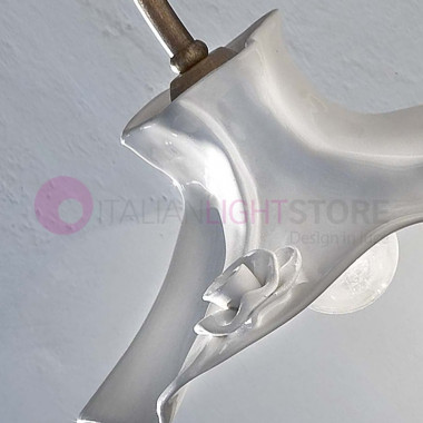 LECCO FERROLUCE C1291AP Lámpara de pared rústica con 2 luces en cerámica blanca
