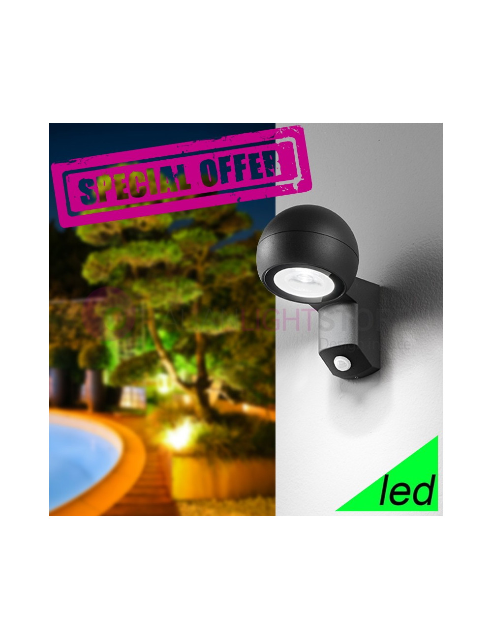 OPTY PERENZ 6318A Applique a Parete moderna a Led Integrato CON SENSORE per Illuminazione Esterno IP54 - OFFERTA POCHI PEZZI