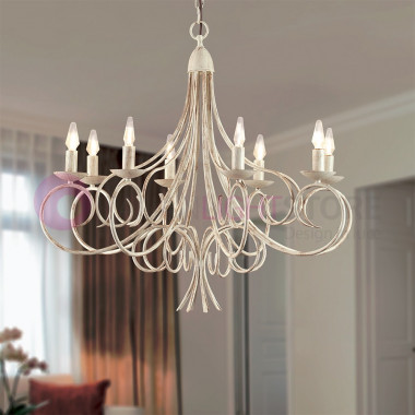 PEDAVENA 2610/8 LAMEXPORT Maxi Chandelier 8 lights in Wrought Iron, Classic Style, Rustic
