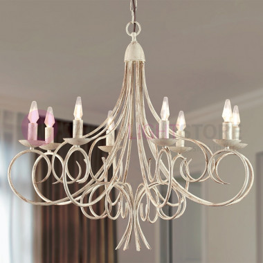 PEDAVENA 2610/8 LAMEXPORT Maxi Chandelier 8 lights in Wrought Iron, Classic Style, Rustic