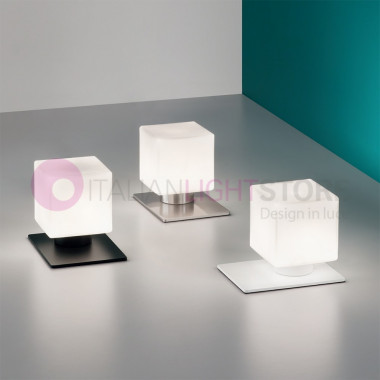 ZARA FABAS LUCE 3579-Lampe Nachttisch-Würfel Modernen Mundgeblasenem Glas Weiß