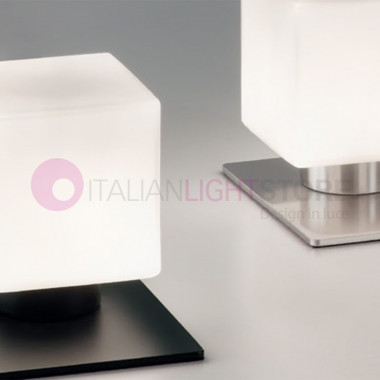 ZARA FABAS LUMIÈRE 3579 Lampe de Chevet Cube Moderne de Verre Blanc Soufflé