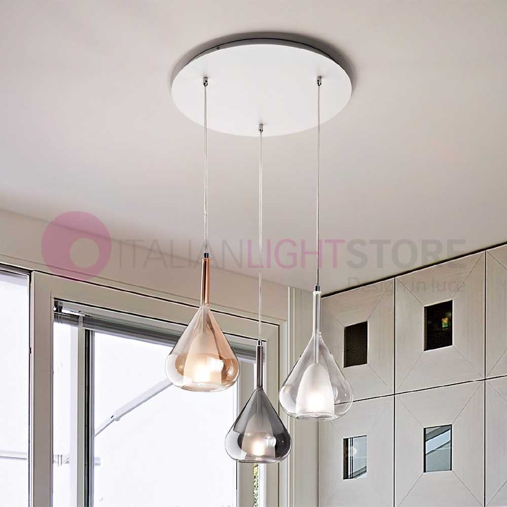 LILA FABAS LUMIÈRE 3481-47-297 Lampe Suspension Moderne de 3 lumières en Verre LILA FABAS LUMIÈRE 3481-47-297 Lampe Suspension Moderne de 3 lumières en Verre