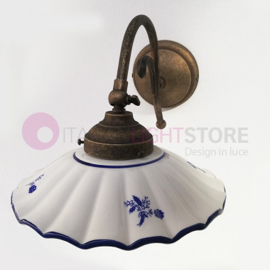 ALTOPASCIO Applique Wall Lamp Ceramic Brass Rustic Country - Ceramiche Borso