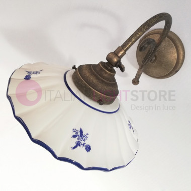 ALTOPASCIO 2211.A CERAMICHE BORSO Applique Lampada a Parete Ceramica Ottone Rustica Country - Ceramiche Borso