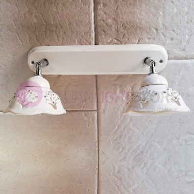 COROLLA Wall-Lamp 2 Lights Ceramic Crystal Bohemia Country | Ceramiche Borso