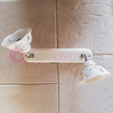 COROLLA Wall-Lamp 2 Lights Ceramic Crystal Bohemia Country | Ceramiche Borso