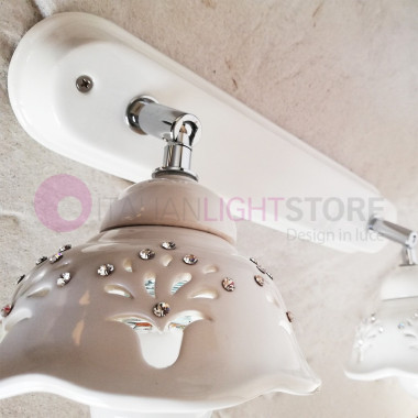 COROLLE Mur-Lampe 2 Lampes en Céramique Cristal de Bohême Pays | Ceramiche Borso