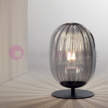 INFINITY 3519-30-126 FABAS Table Lamp and bedside table in the Glass-blowing Smoke