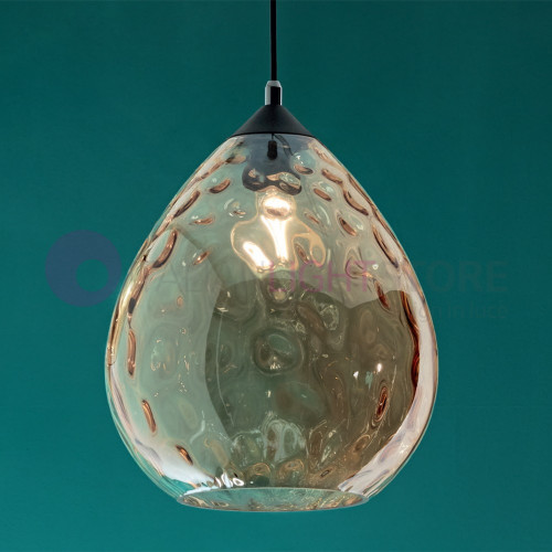 GISELLA 3518-45-125 FABAS pendentif Lampe Moderne d26 en Verre Soufflé Orange