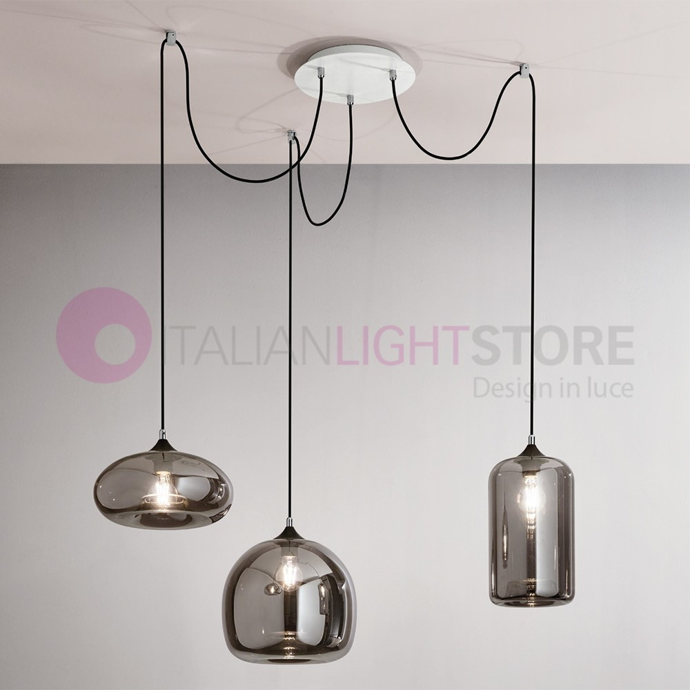 FIONA 3496-47 FABAS Modern Chandelier 3 lights Blown Glass