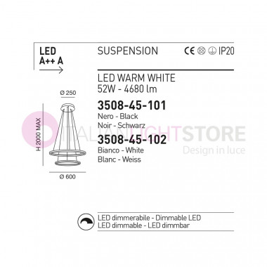 GIOTTO 3508-45 FABAS Lampada a Sospensione Design a Led Cerchi Luminosi moderni d60