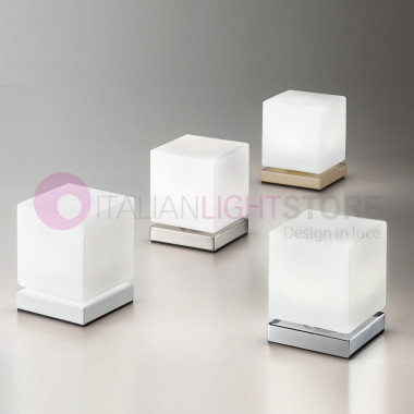 BRENTA 3407 FABAS Nachttischlampe Led Cubetto Modern in weiß geblasenem Glas