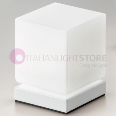 BRENTA 3407 FABAS Lámpara de noche Led Cubetto Modern en vidrio soplado blanco