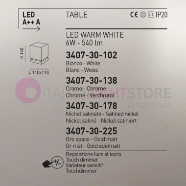 BRENTA 3407 FABAS Nachttischlampe Led Cubetto Modern in weiß geblasenem Glas