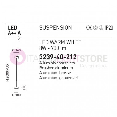 DUNK 3239-40-212 FABAS Mini Lampada a Sospensione a Led Design Moderno
