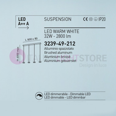 DUNK 3239-49-212 FABAS de la Suspensión de la Lámpara Led de 4 luces de Diseño Moderno