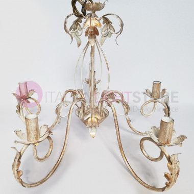 LUCY Chandelier 5 Lights Wrought Iron Style Rustic Florentine Style