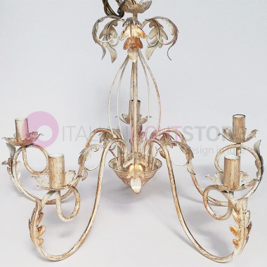 LUCY Chandelier 5 Lights Wrought Iron Style Rustic Florentine Style