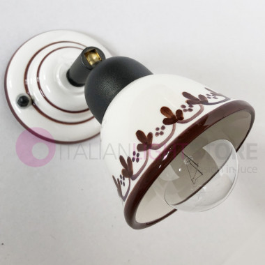 KILA Applique Spot Orientabile con Snodo Ceramica Decorata Stile rustico classico Illuminazione bagno specchio