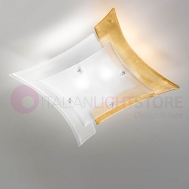 OREGON Plafoniera lampada da soffitto Moderna in Vetro di Murano L. 44 Cm