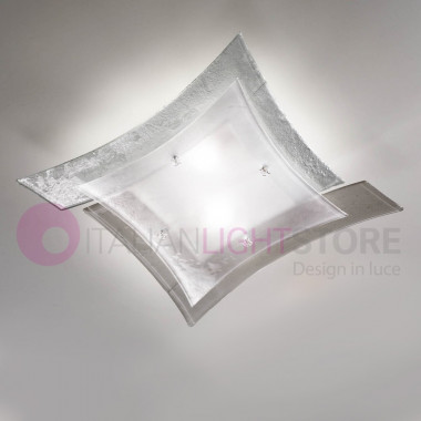 OREGON Plafoniera lampada da soffitto Moderna in Vetro di Murano L. 44 Cm