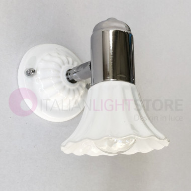 DEA Applique Spot Ajustable Cerámica Blanco Detalles Chrome Iluminación Espejo Baño Clásico Estilo Rústico