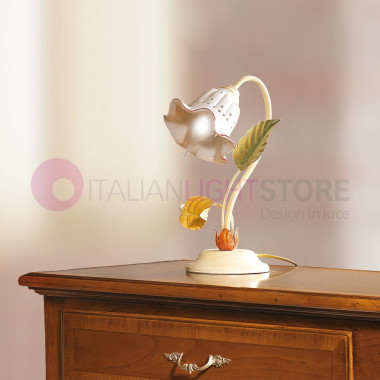 CAMPIGLIA 2205.L CERAMICHE BORSO Table Lamp and bedside table in Wrought Iron and Pottery Florentine Style