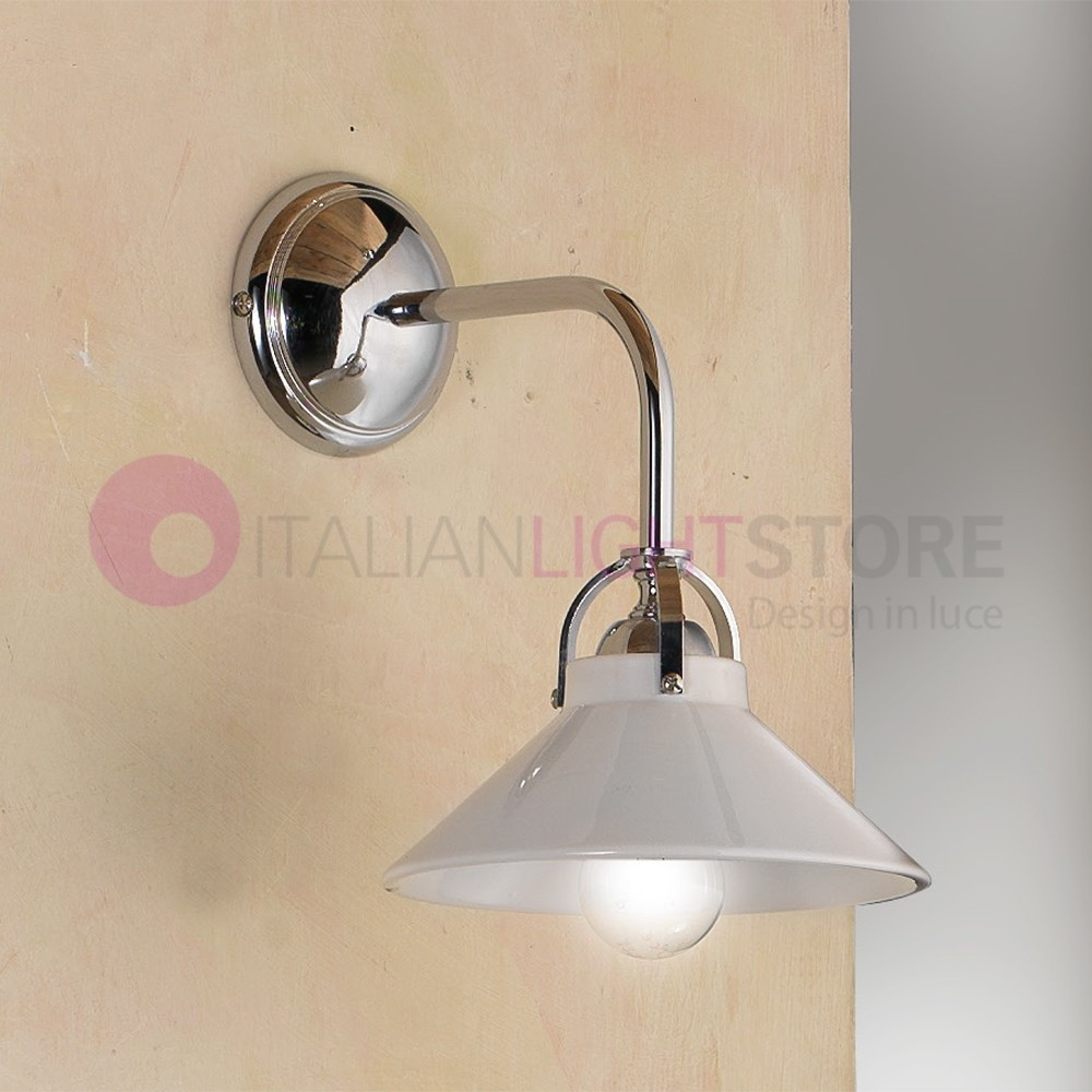 ORBETELLO 2221.1 A CERAMICHE BORSO Aplique de pared Cromo y Blanco de Cerámica de Estilo Vintage