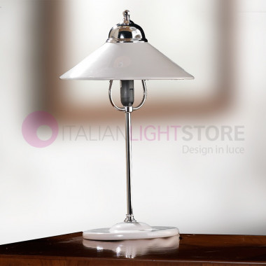 ORBETELLO 2221.L CERAMICHE BORSO Lampe de Table en Chrome et en Céramique Blanche de Style Vintage