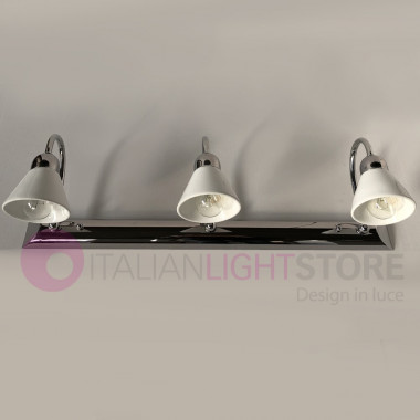DEA Applique lámpara espejo baño con 3 luces cerámica blanco estilo rústico clásico