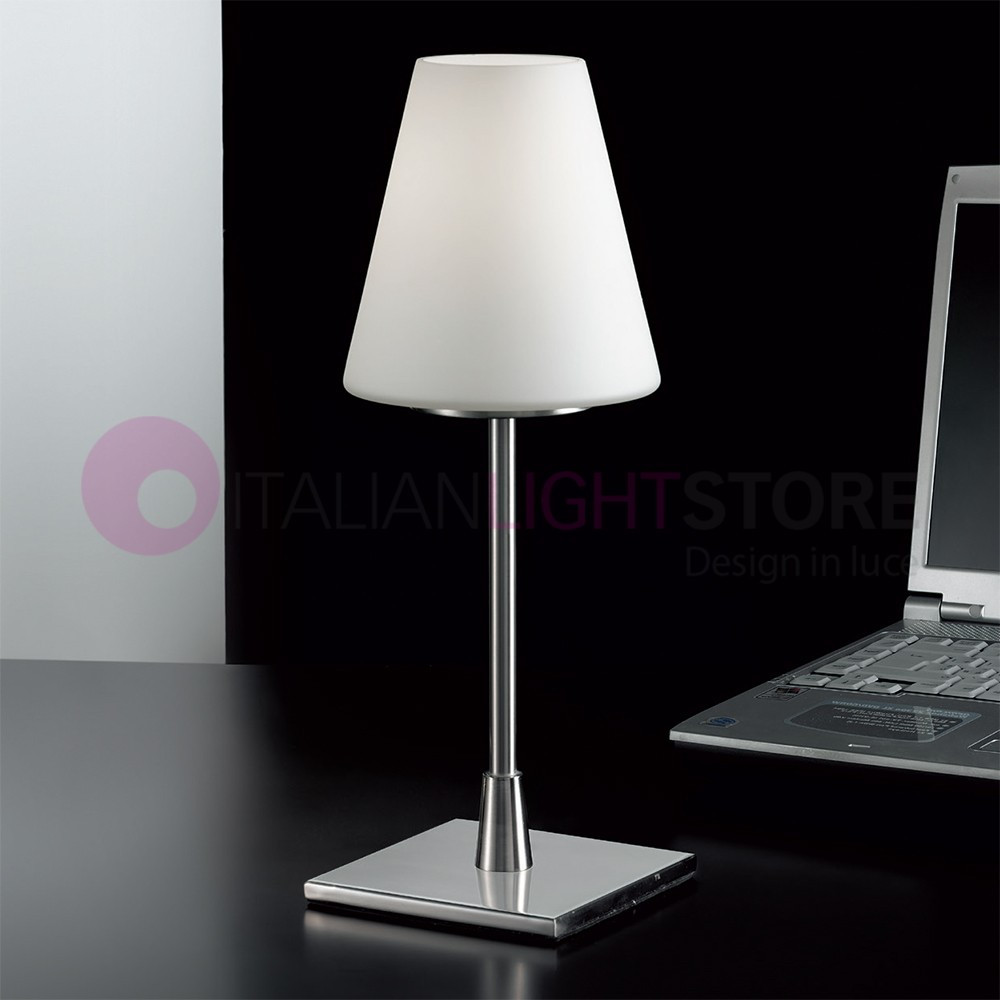 LUCY BIG 2653-31-178 FABAS Lampada da Comodino Moderna h. 36 in Vetro Soffiato Bianco