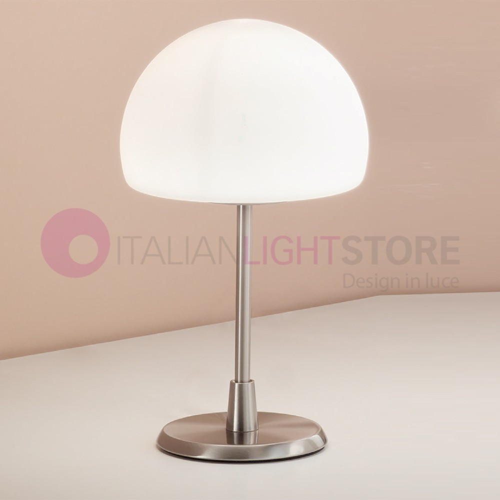 GAIA 3569-30 FABAS Lampada da Comodino Moderna h. 26 in Vetro Soffiato Bianco