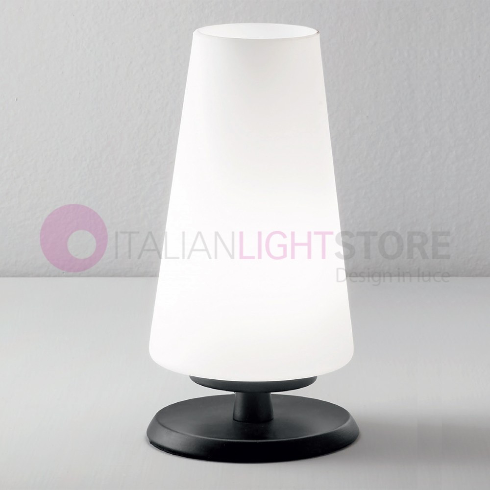 MILADY 3576-30 FABAS Lampada da Comodino Moderna h. 19 in Vetro Soffiato Bianco