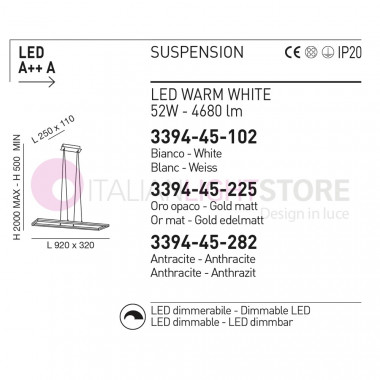 BARD FABAS 3394-45 Lampada a Sospensione a Led Integrato L. 92x32 Design Moderno