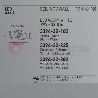 BARD FABAS 3394-22 Integrierte LED Deckenleuchte L. 45x45 Modernes Design