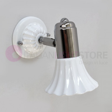 DEA Applique Spot einstellbare Keramik weiß Details Chrom Beleuchtung Spiegel Badezimmer klassische rustikale Stil