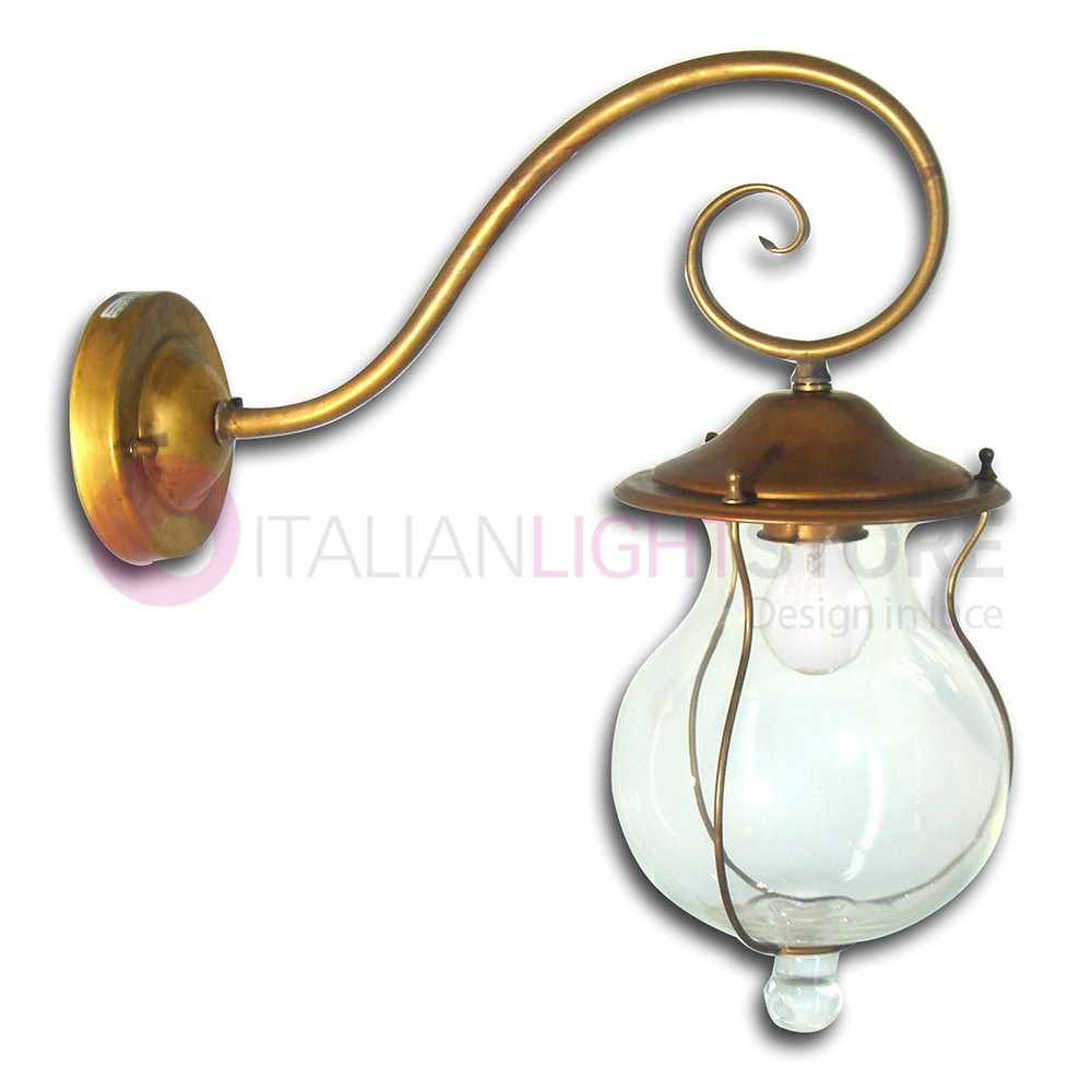 BACCO Applique Rustico in Ottone Anticato per Esterno Lampada Giardino FEBOLIGHT