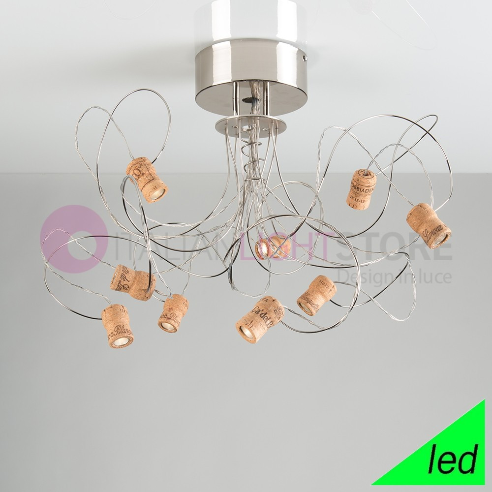 WINELED de la luz de Techo con 9 Led de Luz de Metal Flexible con los Tapones de Corcho FEBOLIGHT