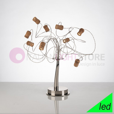 WINELED Lampe de Table 9 Led Lumière Flexible en Métal avec des Bouchons en Liège FEBOLIGHT