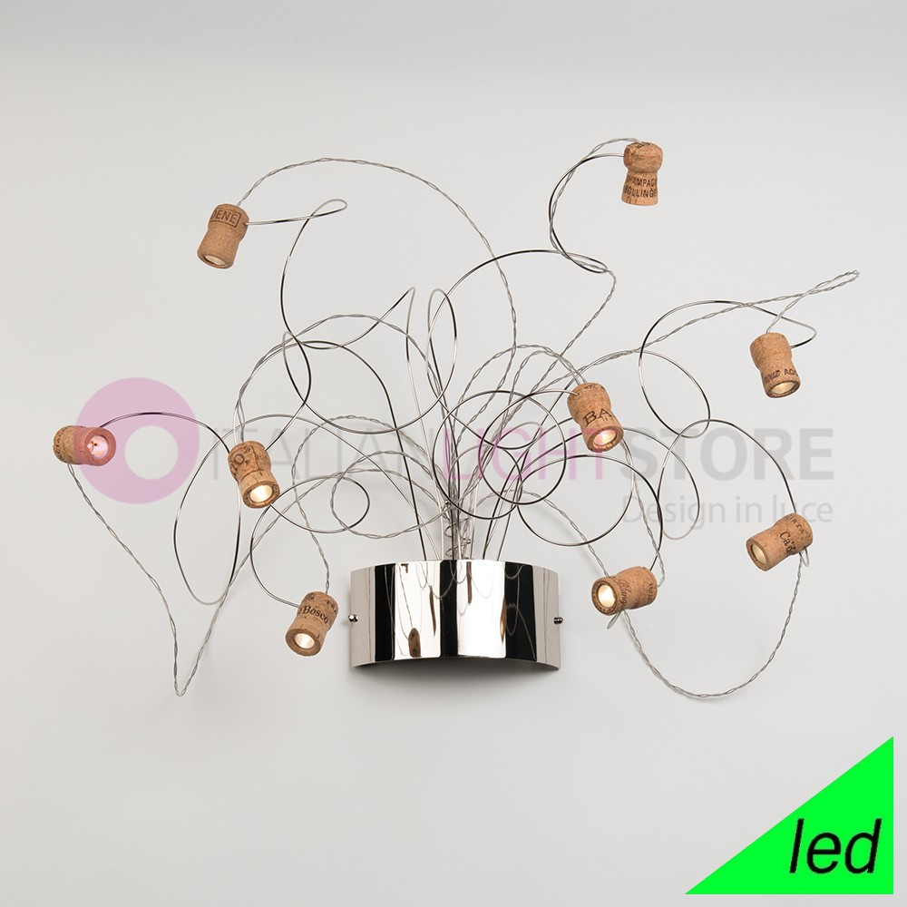 WINELED Appliques 9 Led Lumière Flexible en Métal avec des Bouchons en Liège FEBOLIGHT