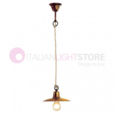 TEO FEBOLIGHT Suspension Plate Rustic D. 21 Antique Brass Vintage Style Country