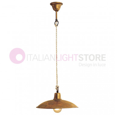TEO Suspension Plate Rustic D. 26 Antique Brass Vintage Style Country FEBOLIGHT