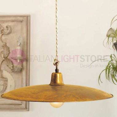 TEO Suspension Plate Rustic D. 43 Antiqued Brass Vintage Style Country FEBOLIGHT
