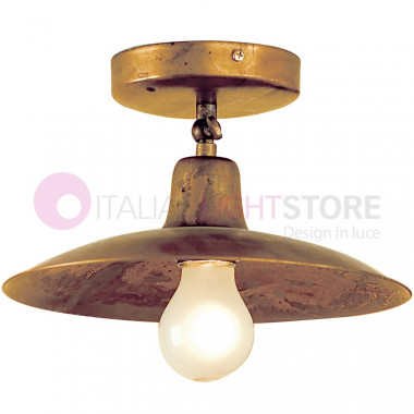 TEO Ceiling light Ceiling Rustic Antique Brass Plate d.26 Vintage Country FEBOLIGHT