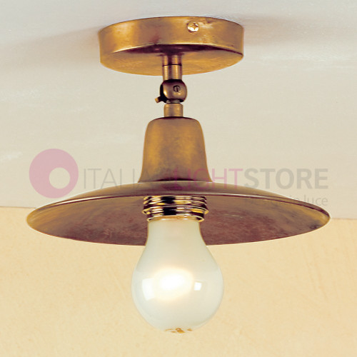 TEO Ceiling light Ceiling Rustic Antique Brass Plate d.21 Vintage Country FEBOLIGHT