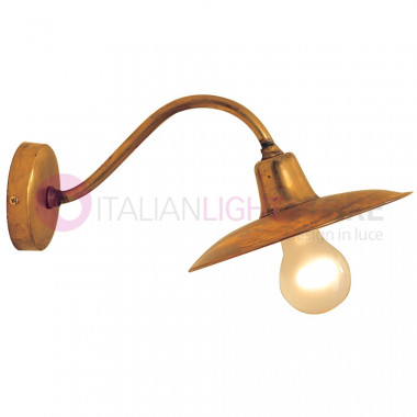 The TEO wall Sconce Rustic Antique Brass Plate d.21, Country-Style FEBOLIGHT